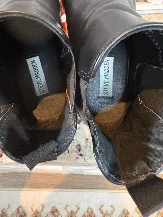 Steve Madden Black Lug Sole Hamlet Boots Size 8 - Picture 12 of 14